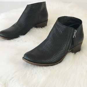 Lucky Brand Brielley Perforated Booties Black Heel